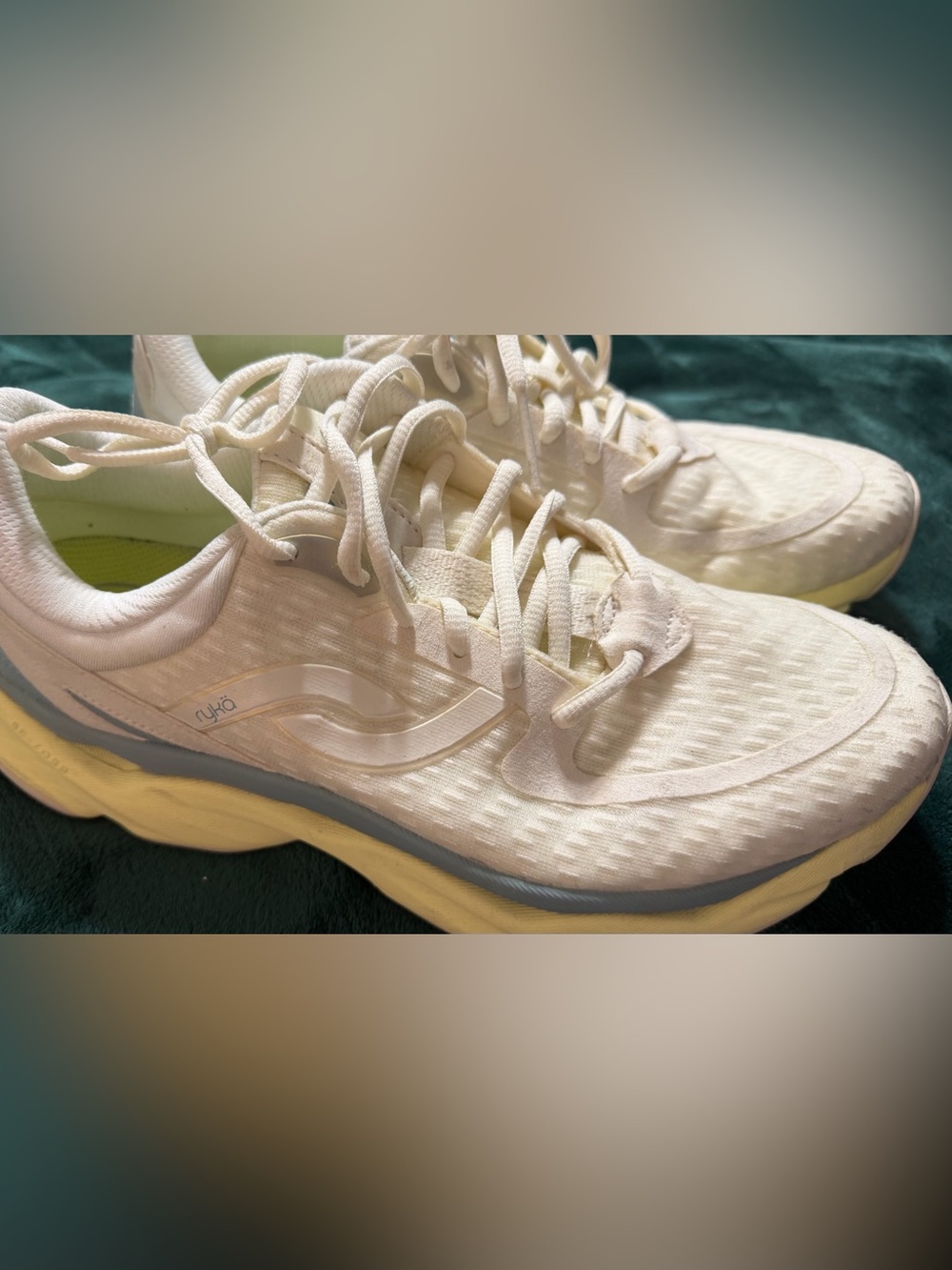 Ryka White Lace-Up Athletic Sneakers with Subtle Gray Trim
